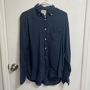 Billy Reid Linen Button up in Navy - medium